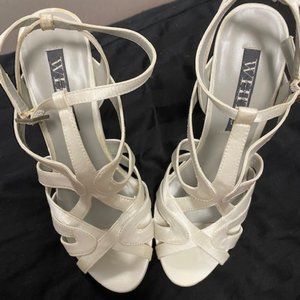 Vera Wang  Ivory Satin Caged Strappy Sandal